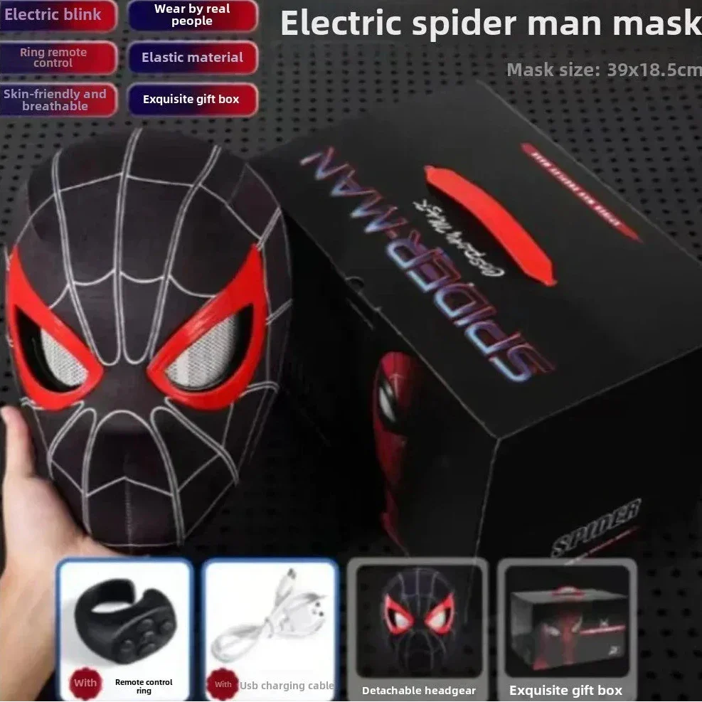New Amazing Spider Hero Movable Mask - Cosplay Electric Ring Eye Control Luminous Collection Model