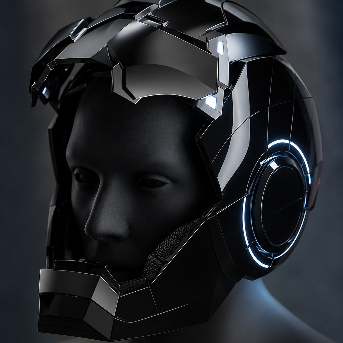 Glossy Black Iron Man MK5 Helmet (With Jarvis)