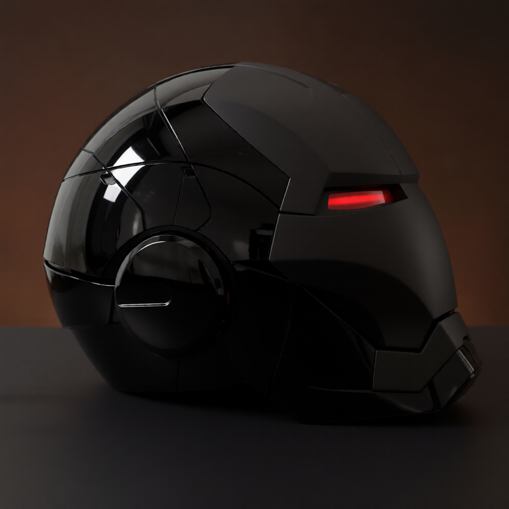 black iron man motorcycle helmet Matte Black Iron Man MK5 Helmet (With Jarvis