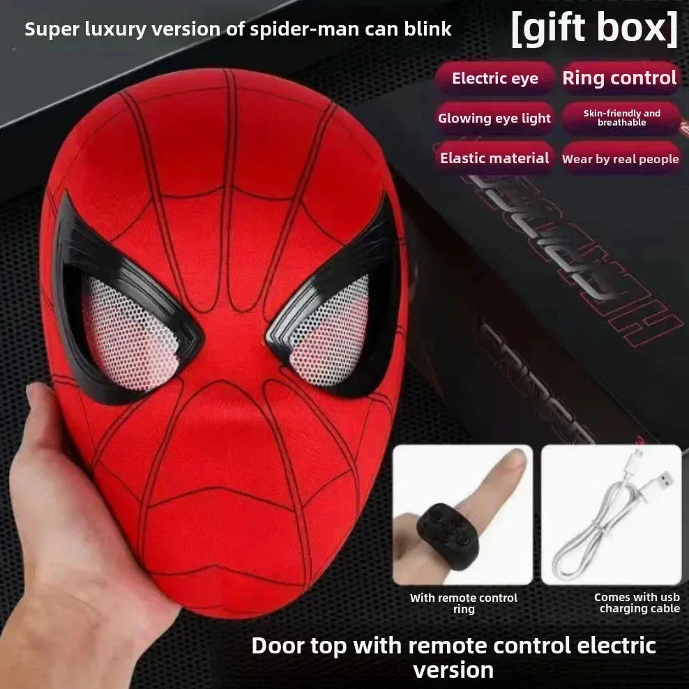 New Amazing Spider Hero Movable Mask - Cosplay Electric Ring Eye Control Luminous Collection Model